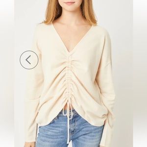 Drawstring ruched v neck top dance yoga active wear